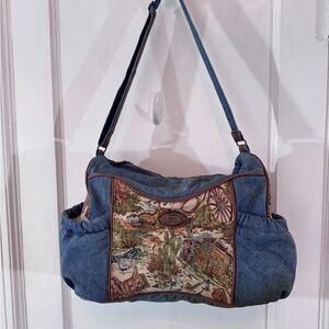 Carter's Blue Denim Baby Bag with Western Design Spacious Y2K